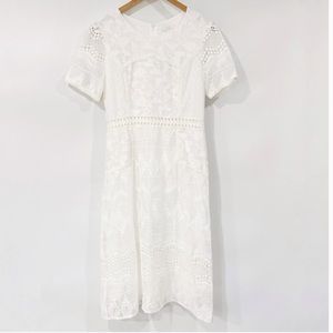 NWT Anthropologie Eri & Ali White Short Sleeve Dress Size 12